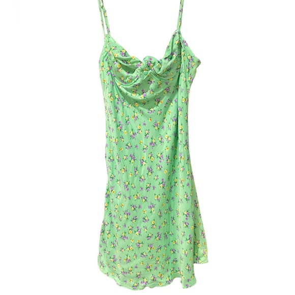 Zara - Satin Floral Dress in Mint Green - Size M - Picture 8 of 14